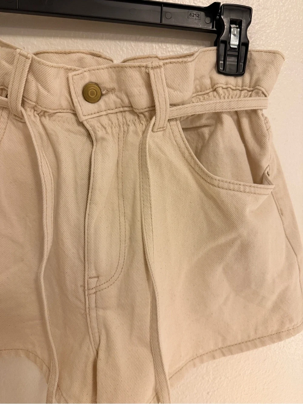 H&M High Rise Paper Bag Denim Shorts